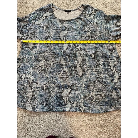 Cha Cha Vente Womens Blue & Gray Snake Print Tunic Top Size 2X - Picture 3 of 8